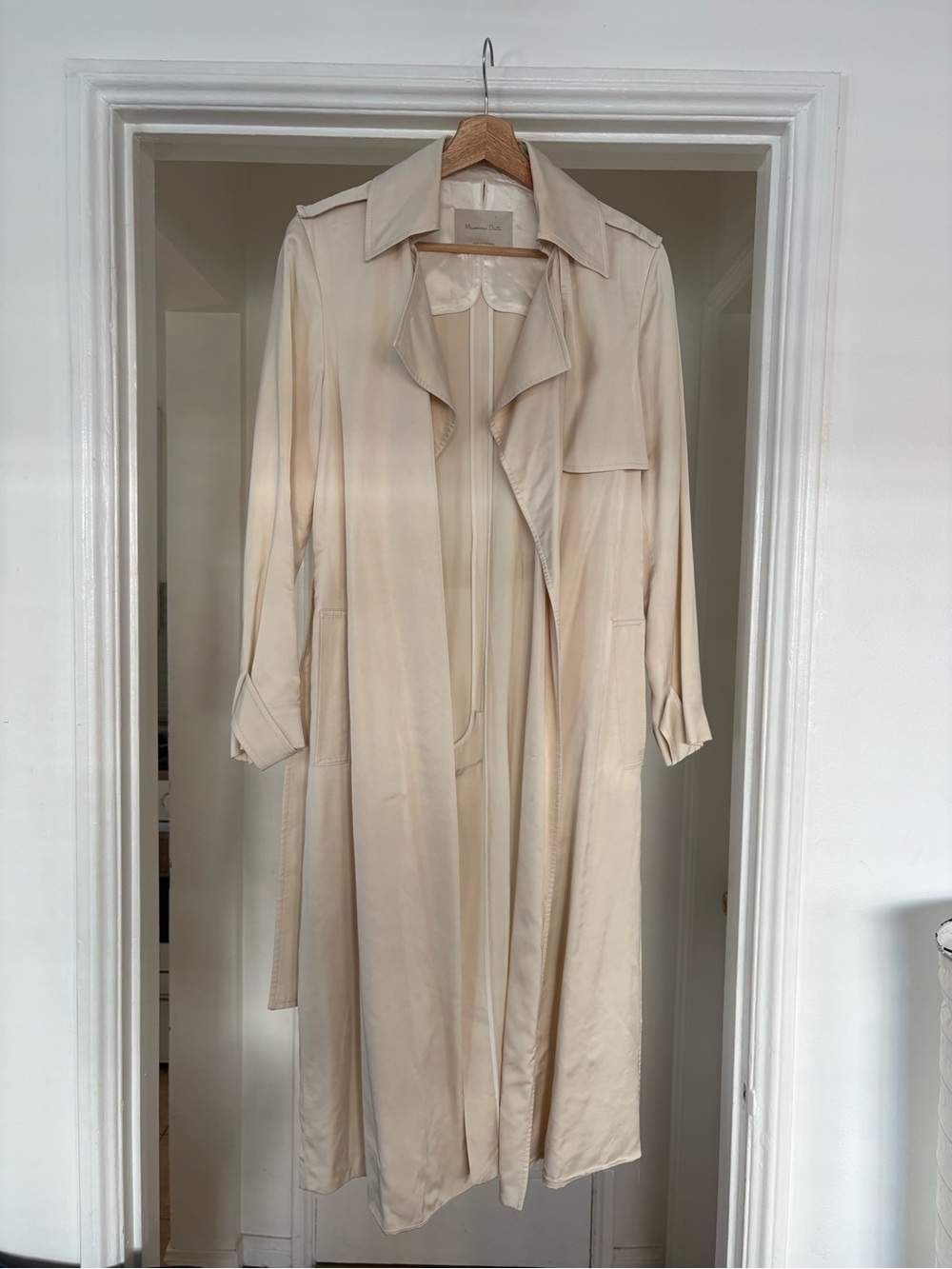 Massimo Dutti Cream Lightweight Trench Coat
